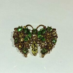 Vintage Elegant Green and Topaz Butterfly Brooch